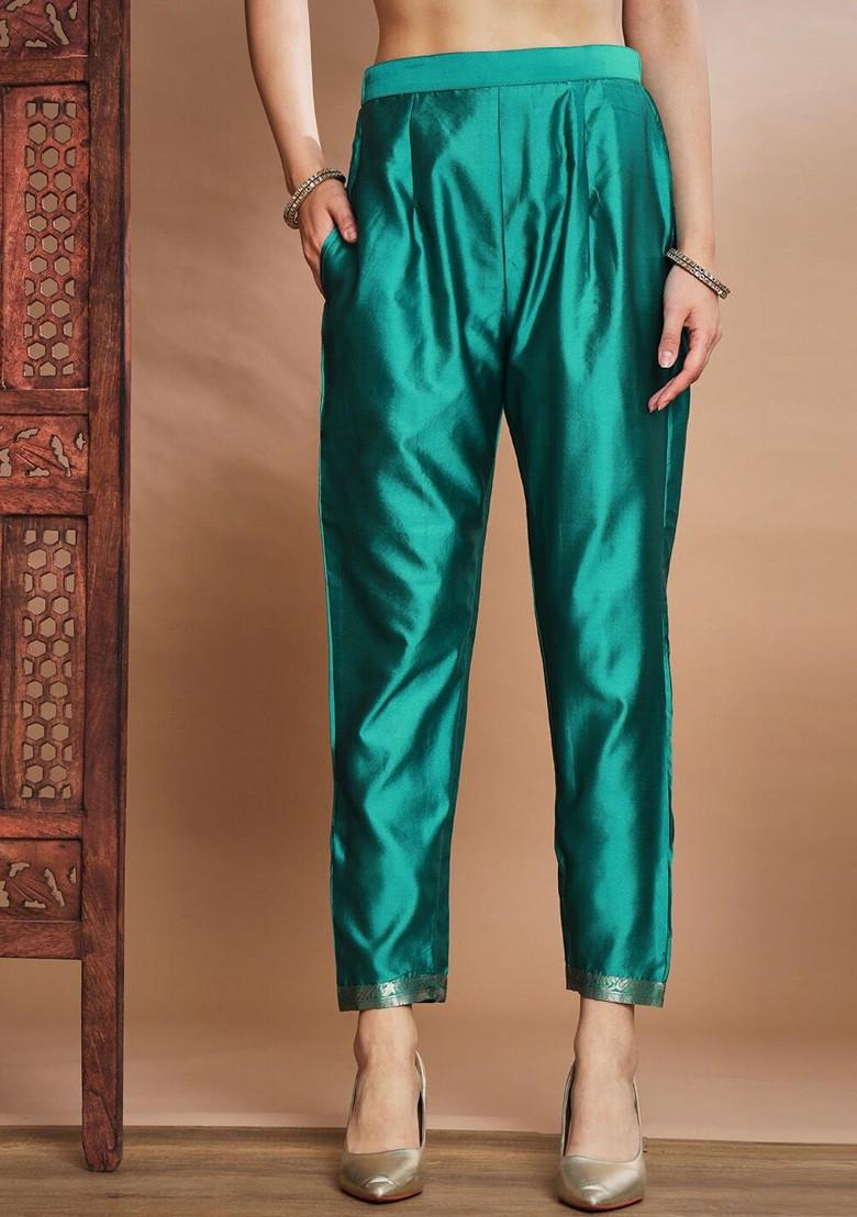 Sea Green Ethnic Motifs Embroidery Poly Blend Kurta Set