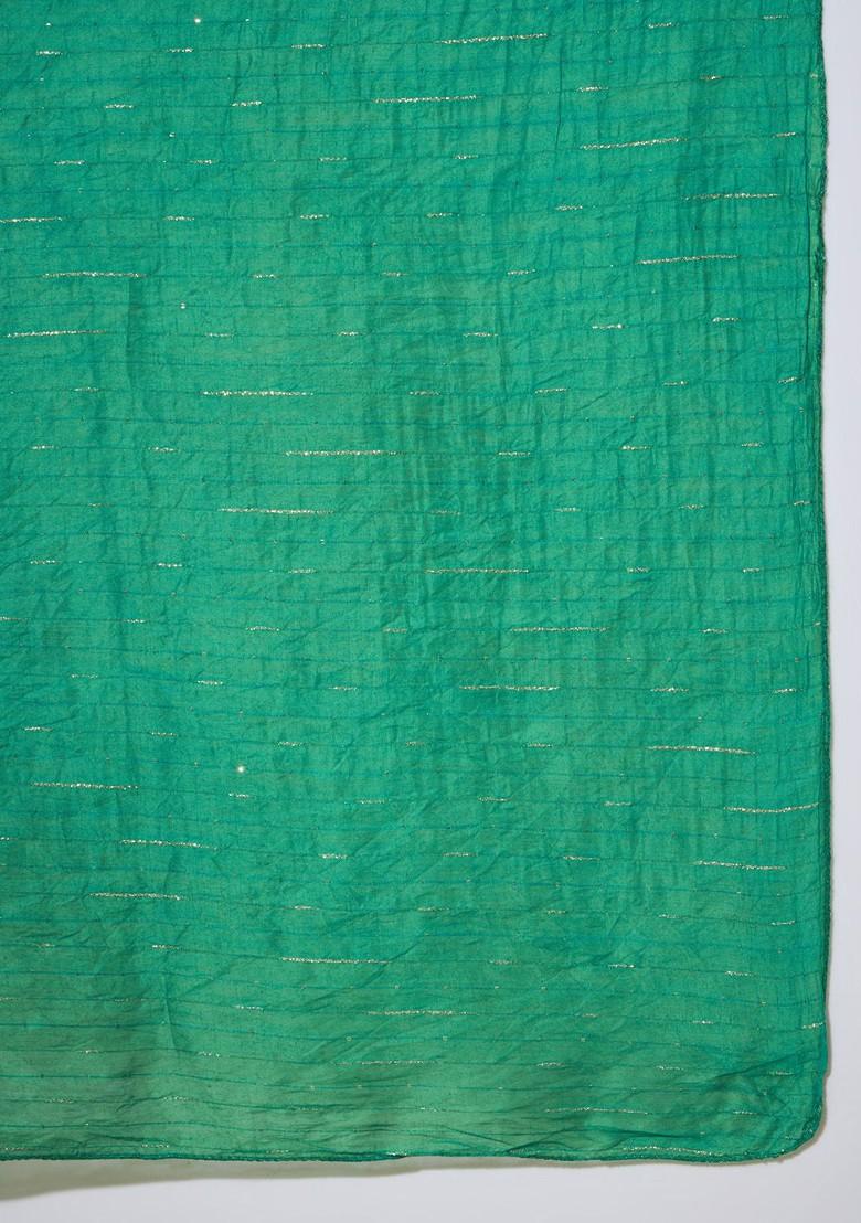 Green Floral Embroidered Silk Kurta Set