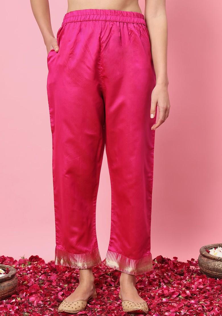 Pink Gota Patti Poly Blend Kurta Set