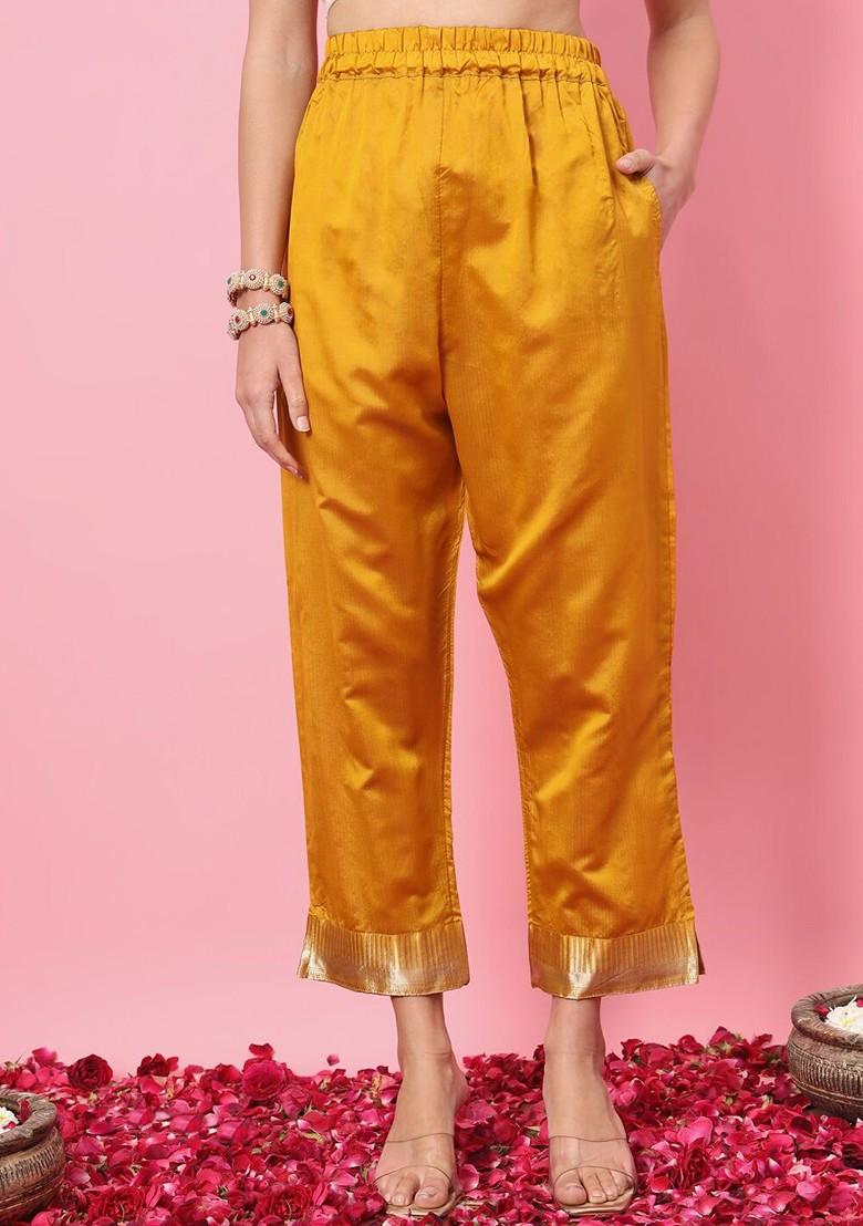 Yellow Woven Poly Blend Kurta Set