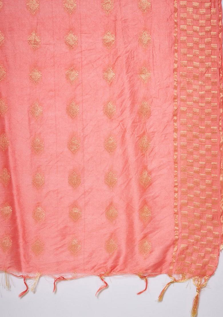 Pink Printed Poly Blend Kurta Set