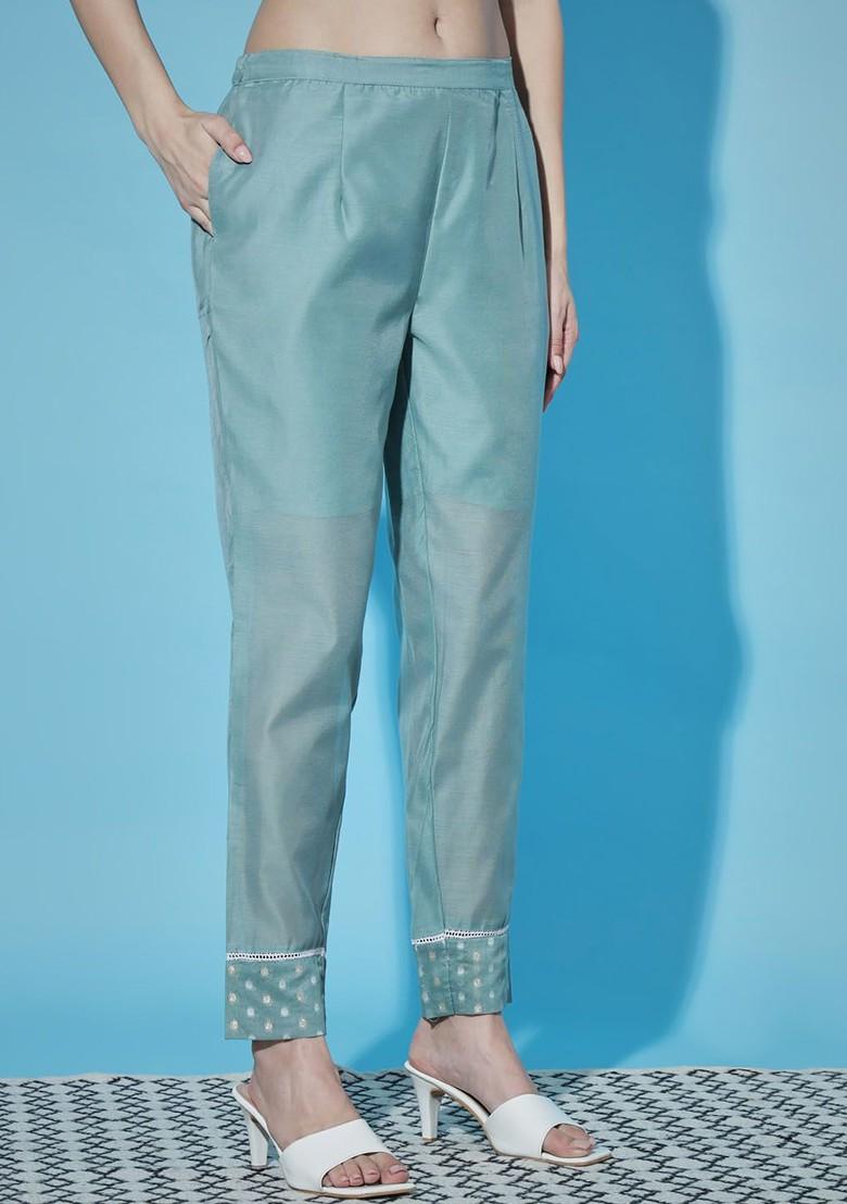 Blue Floral Print Silk Kurta Set