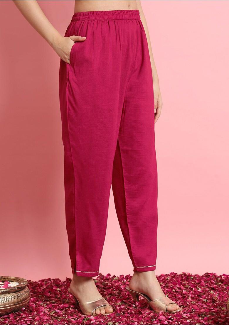 Red Printed Poly Blend Kurta Set