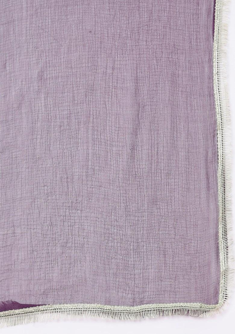 Purple Floral Embroidered Poly Blend Kurta Set