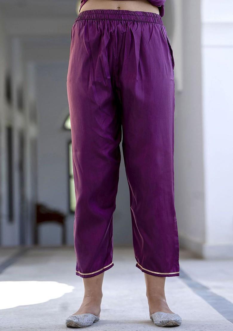 Pink Floral Embroidered Poly Blend Kurta Set