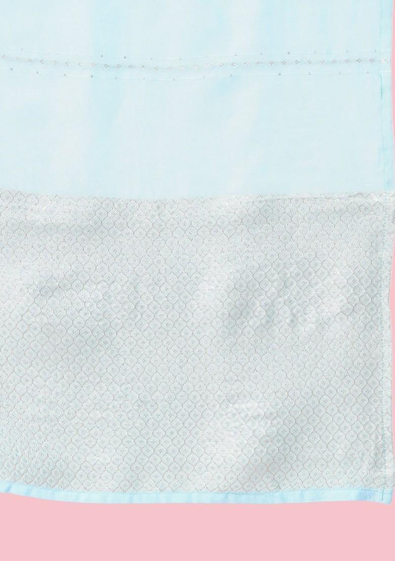 Teal Ethnic Motifs Embroidery Poly Blend Kurta Set