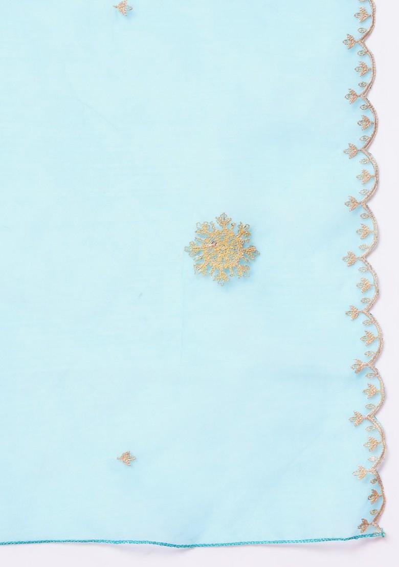 White Embroidered Poly Blend Kurta Set