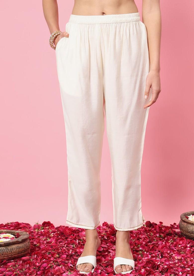 White Embroidered Poly Blend Kurta Set