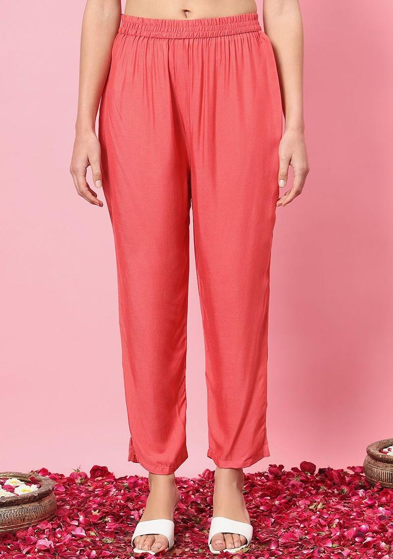 Peach Floral Embroidered Poly Blend Kurta Set