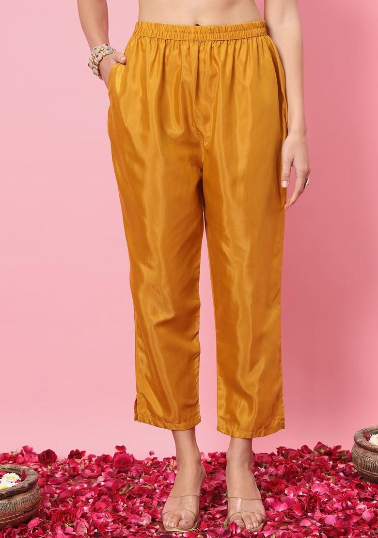 Mustard Printed Poly Blend Kurta Set