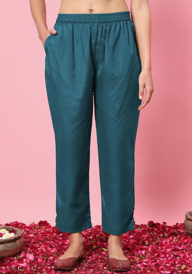 Teal Abstract Print Poly Blend Kurta Set