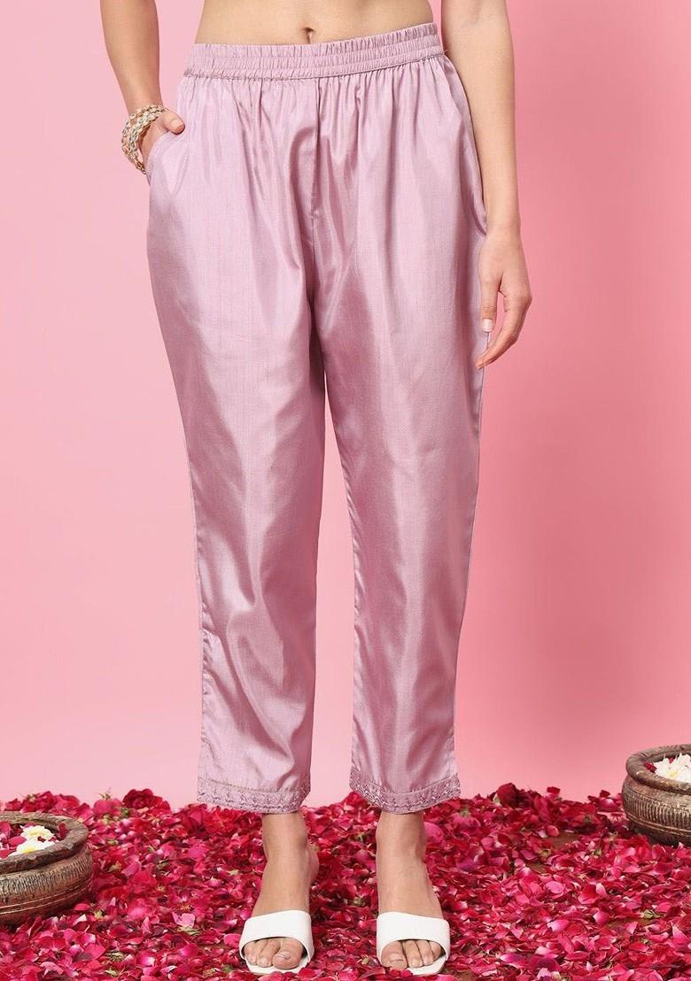 Lavender Printed Poly Blend Kurta Set