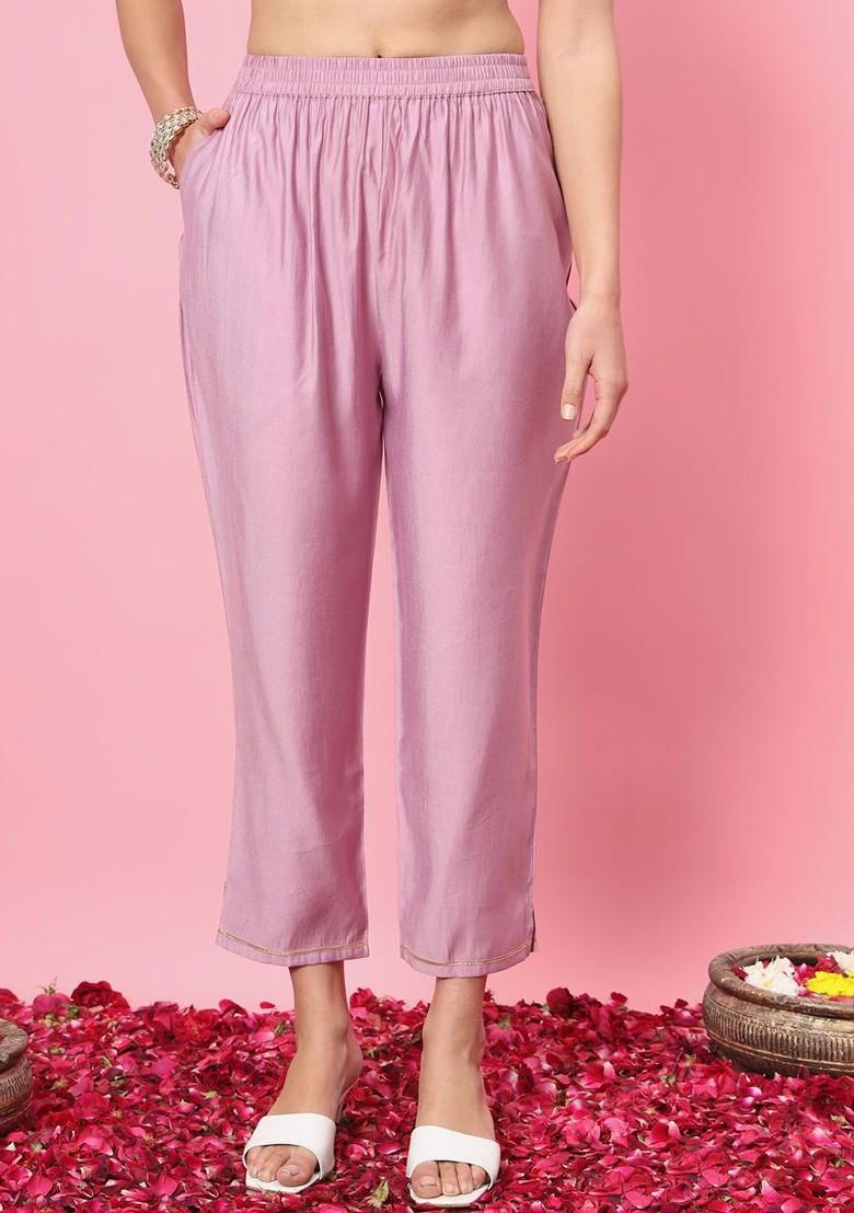 Lavender Embroidered Poly Blend Kurta Set