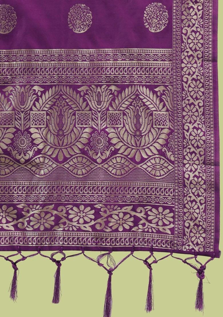 Purple Ethnic Motifs Embroidery Silk Kurta Set