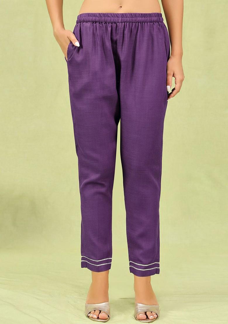 Lavender Printed Poly Blend Kurta Set