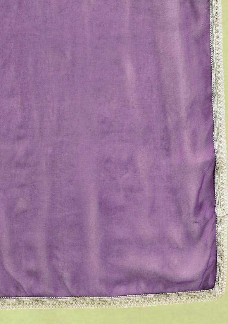 Lavender Printed Poly Blend Kurta Set
