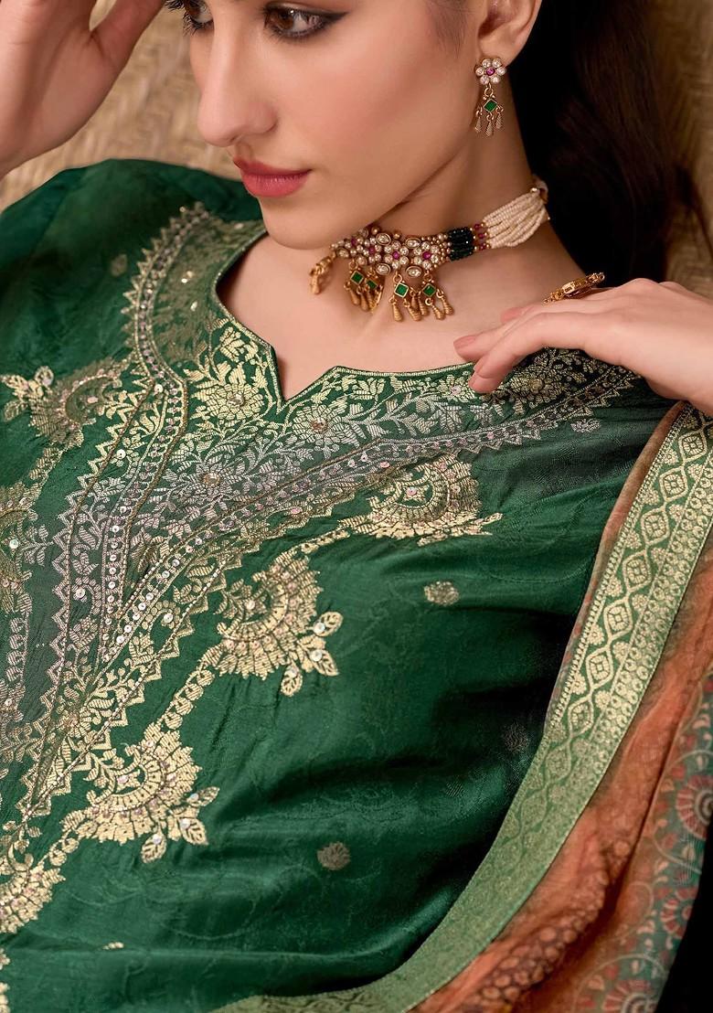 Green Solid Poly Blend Kurta Set