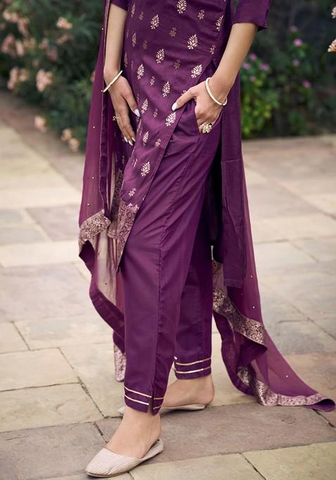 Purple Ombre kurta Set With Embroidery main image 0