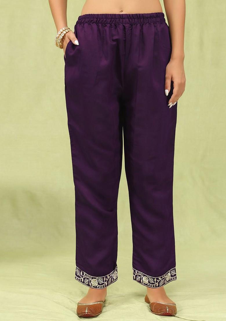 Purple Printed Poly Blend Kurta Set