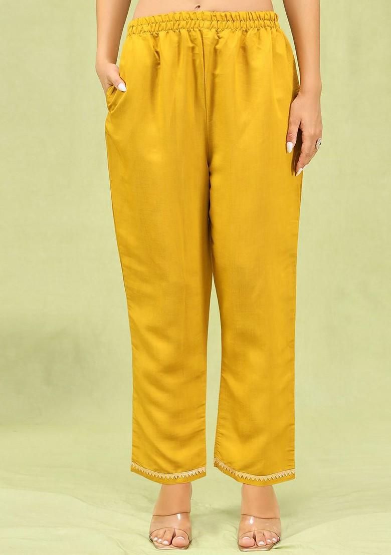 Yellow Sequin Embroidered Poly Blend Kurta Set