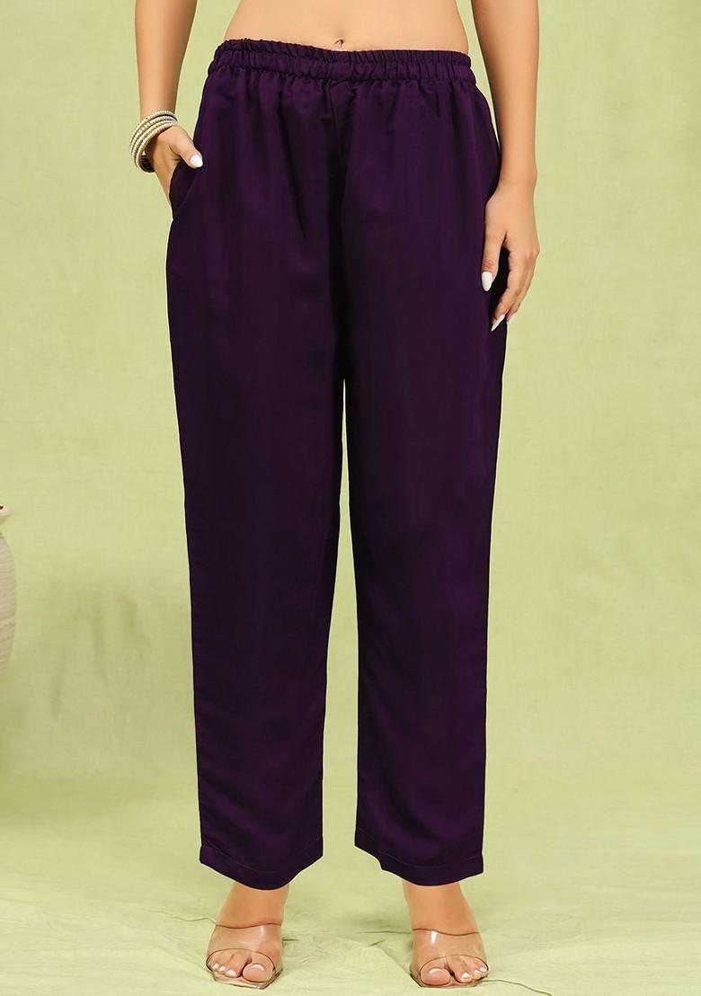 Purple Printed Poly Blend Kurta Set