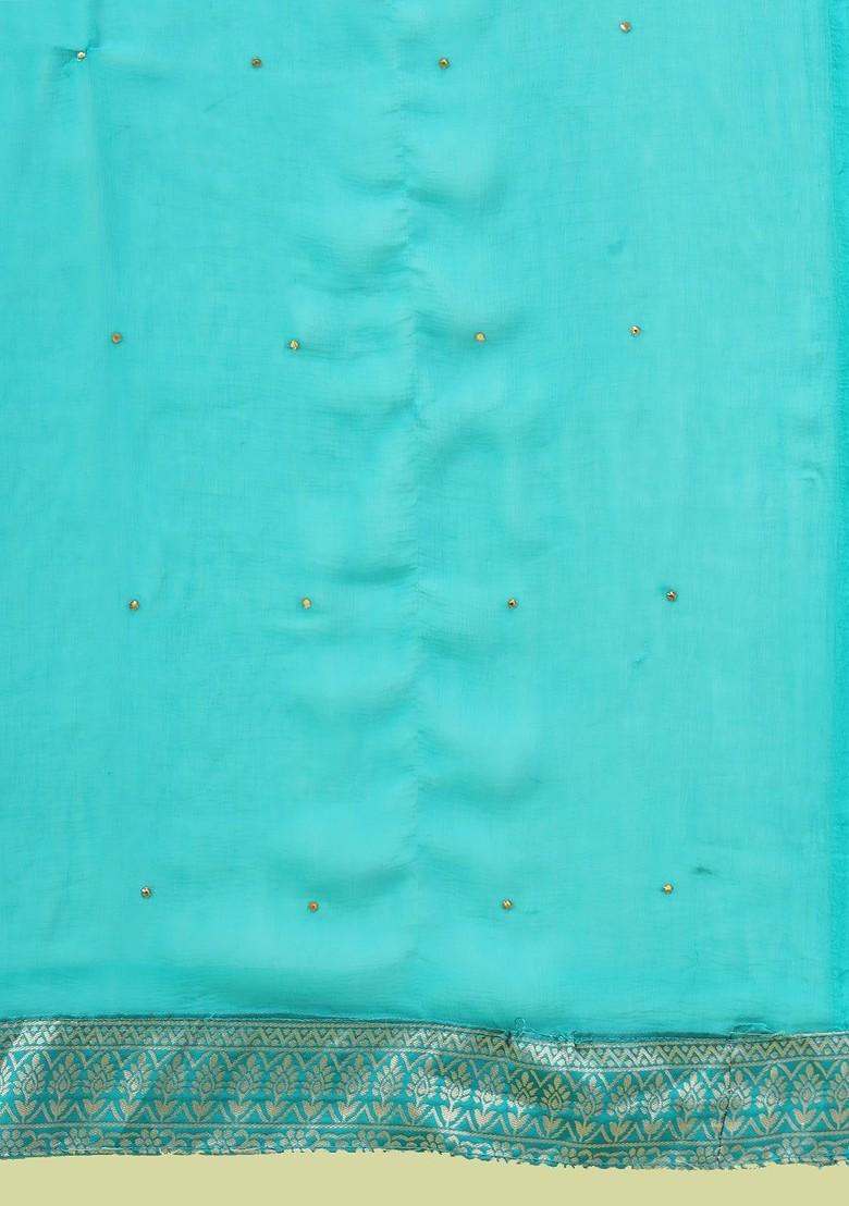 Green Floral Print Silk Kurta Set