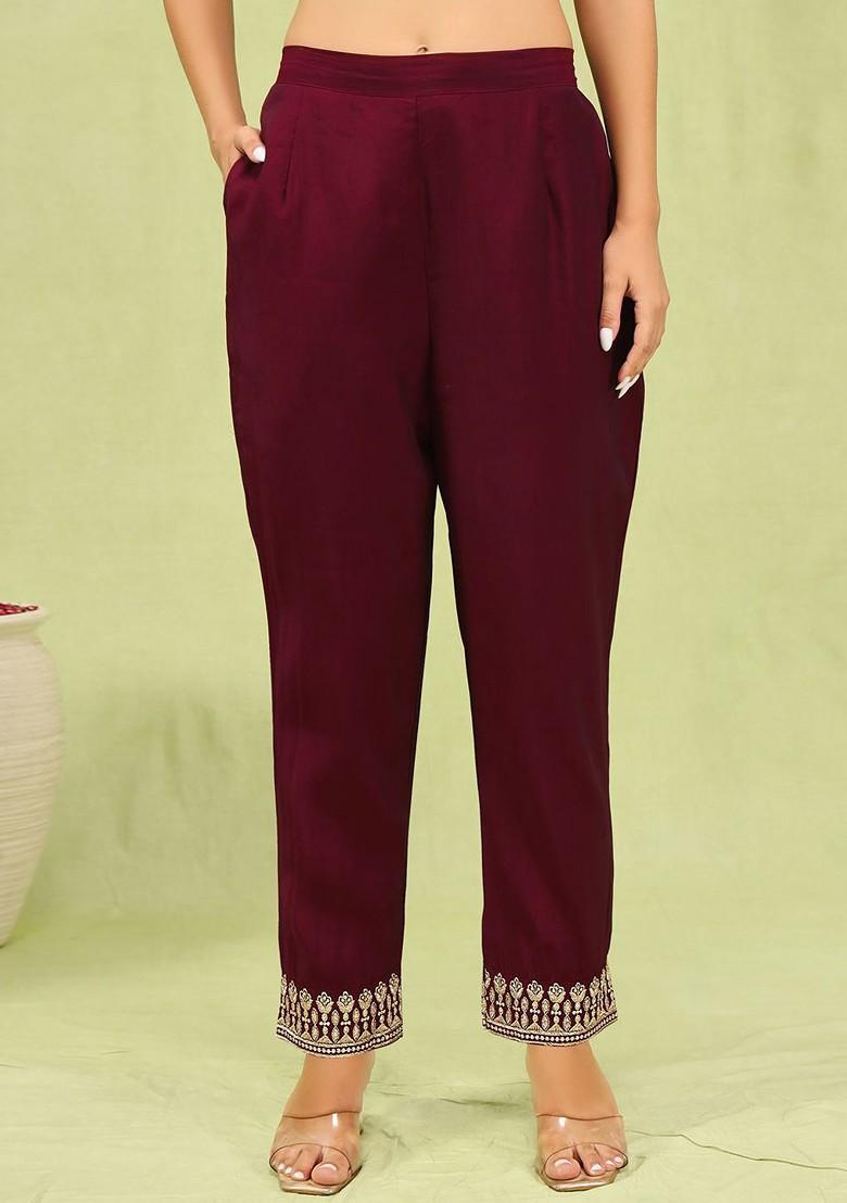 Maroon Printed Poly Blend Kurta Set