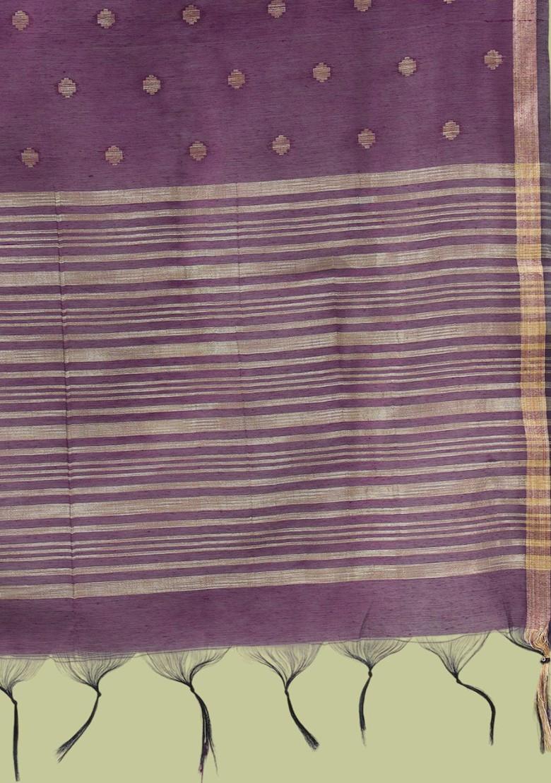 Purple Floral Embroidered Poly Blend Kurta Set