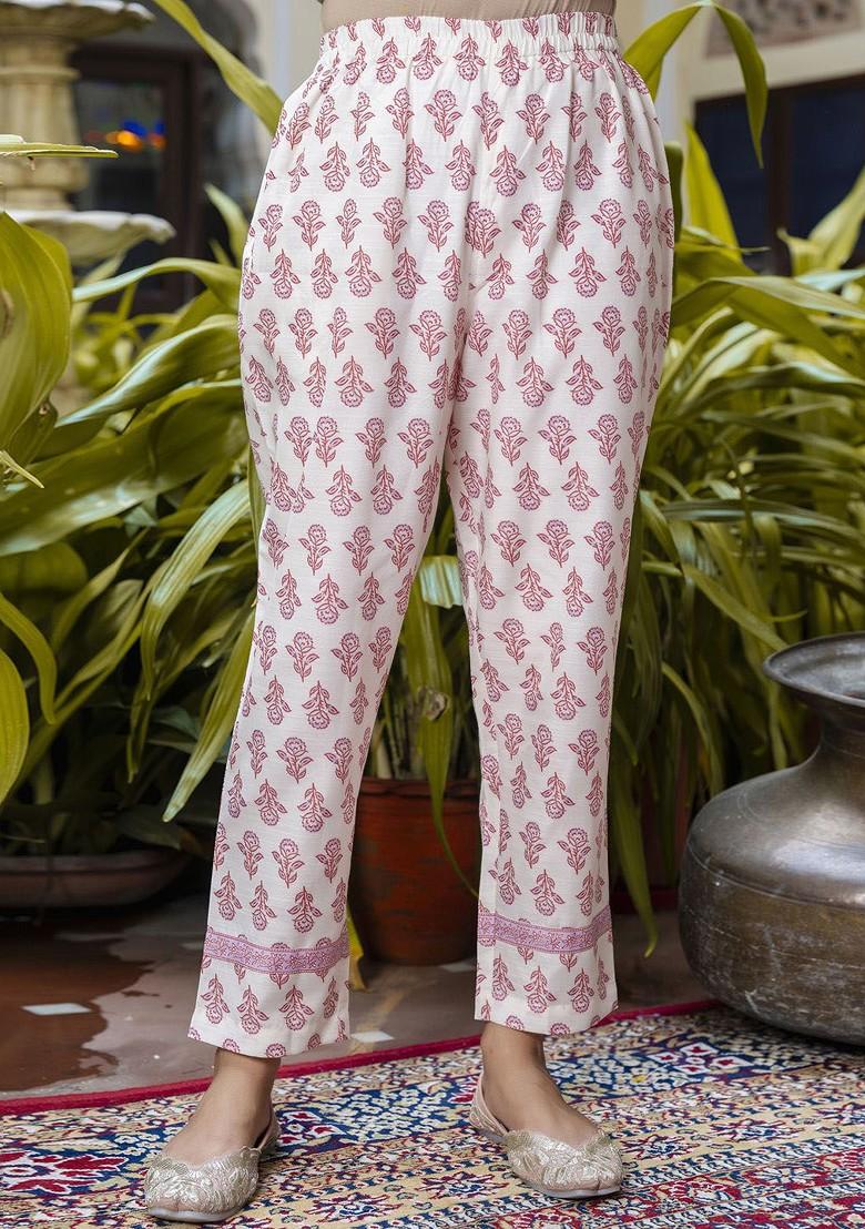 Peach Floral Print Poly Blend Kurta Set