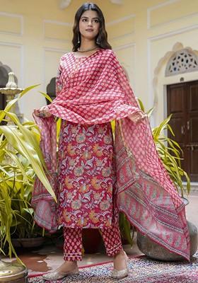 Maroon Gota Patti Poly Blend Kurta Set