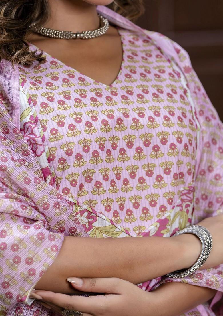 Purple Ethnic Motifs Embroidery Poly Blend Kurta Set