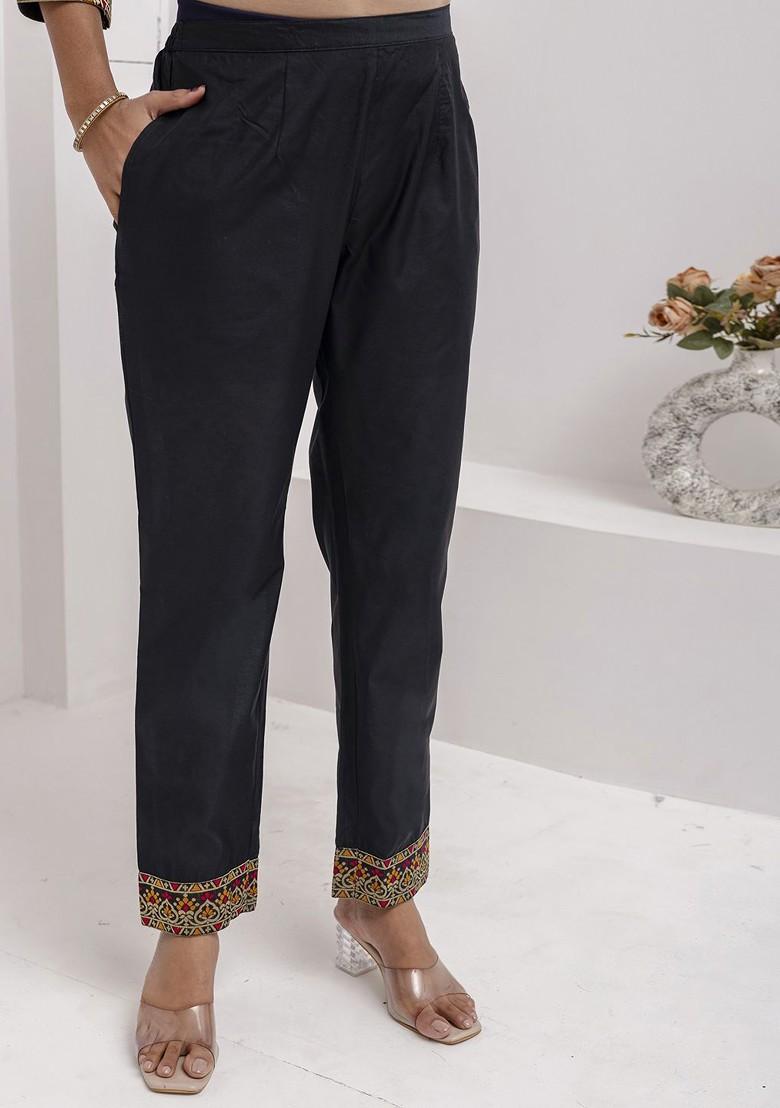 Black Ethnic Motifs Embroidery Poly Blend Kurta Set