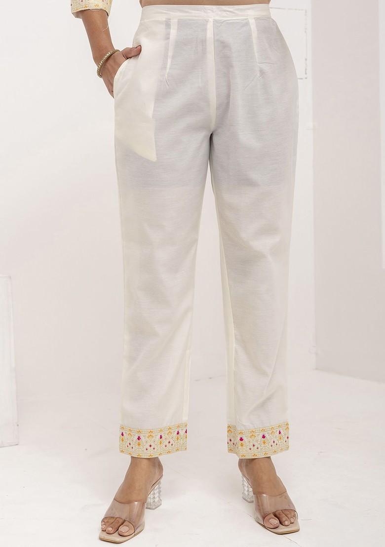 White Embroidered Silk Kurta Set