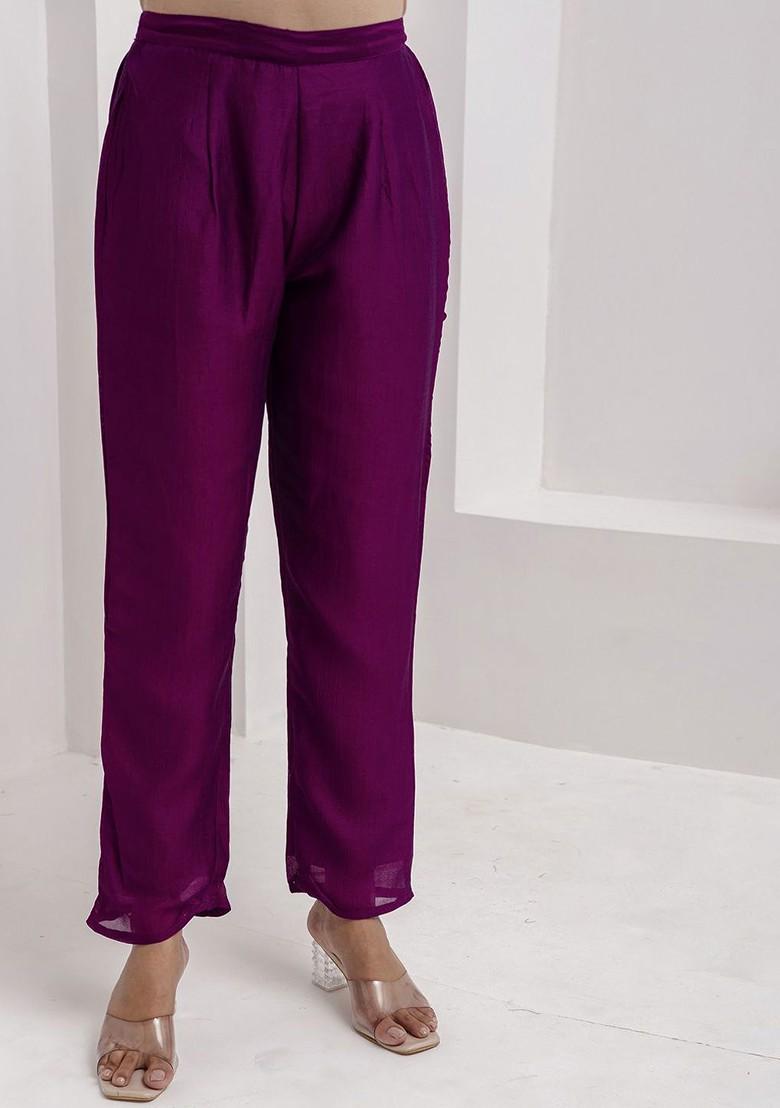 Purple Embroidered Silk Kurta Set