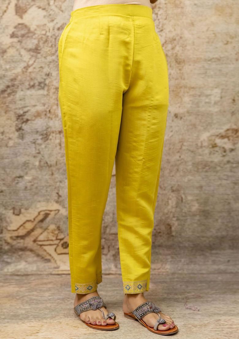 Yellow Floral Embroidered Poly Blend Kurta Set