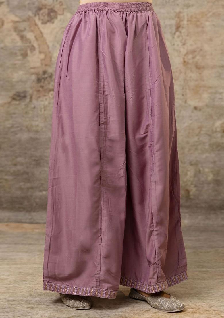 Lavender Printed Poly Blend Kurta Set