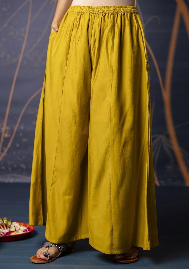 Mustard Floral Embroidered Poly Blend Kurta Set