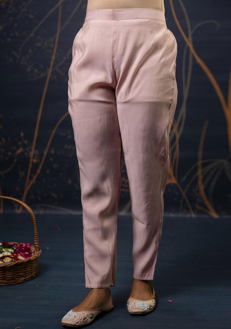 Pink Floral Embroidered Poly Blend Kurta Set