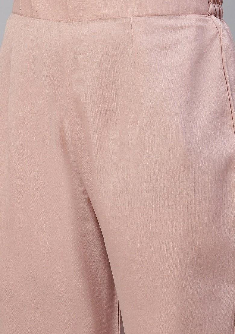 Grey Floral Print Poly Blend Kurta Set