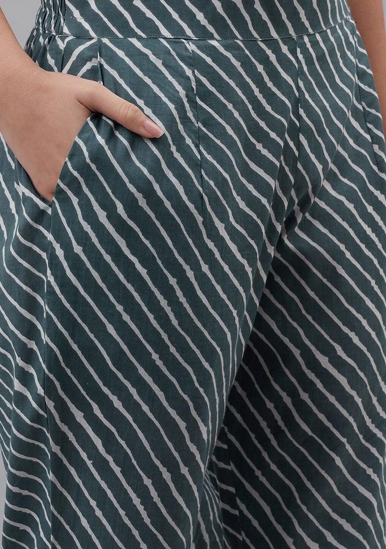 Turquoise Blue Printed Cotton Kurta Set