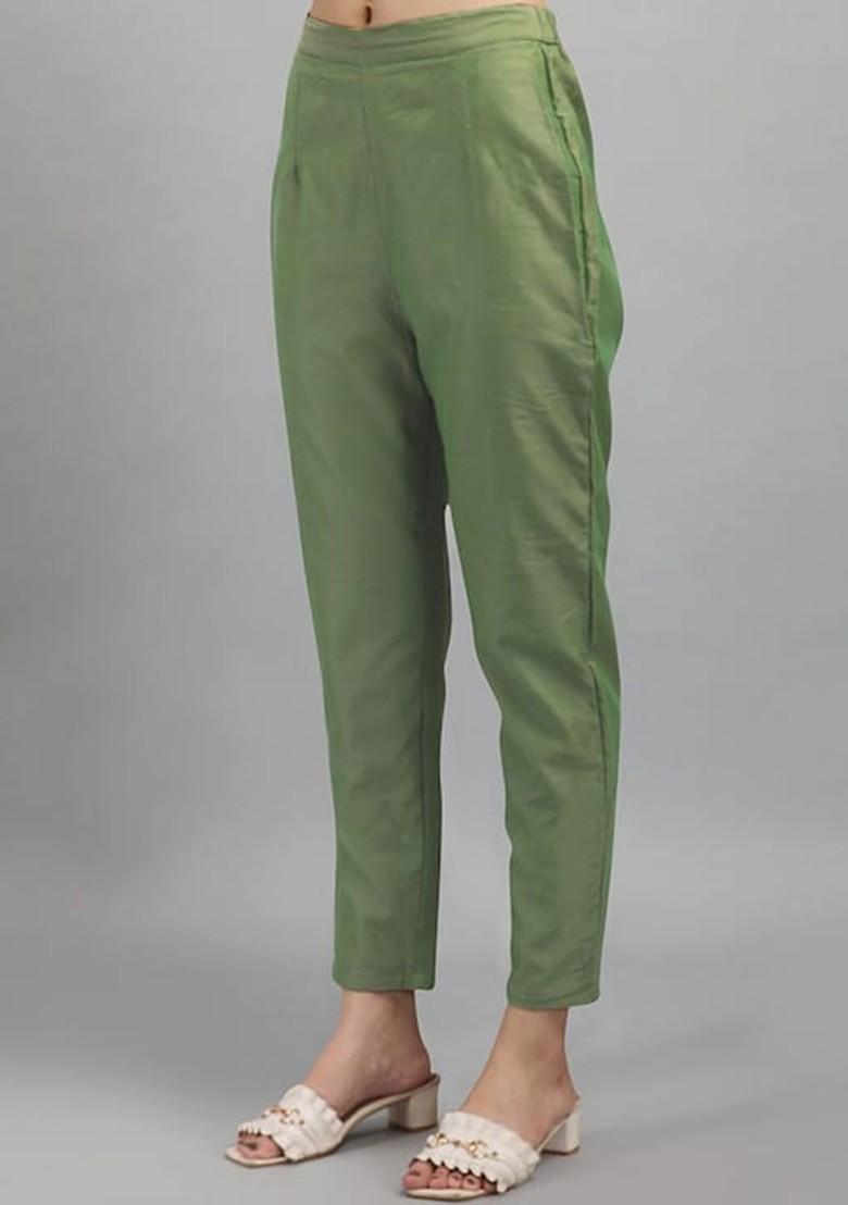 Lime Green Ethnic Motifs Embroidery Silk Kurta Set