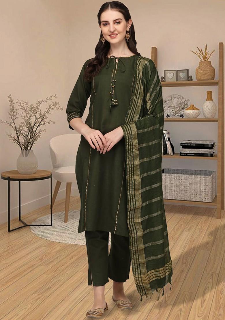 Green Gota Patti Cotton Kurta Set