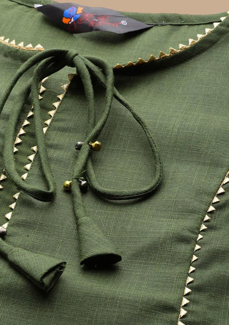Green Gota Patti Cotton Kurta Set