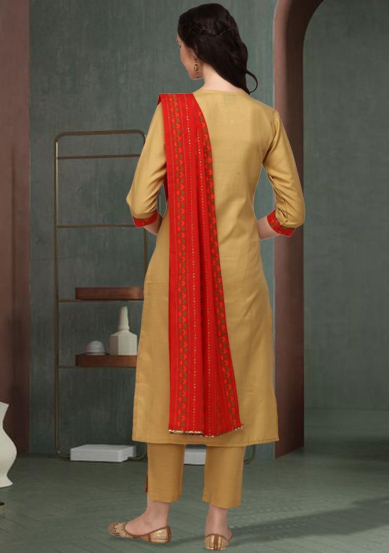 Cream Gota Patti Cotton Kurta Set