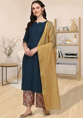 Blue Gota Patti Cotton Kurta Set