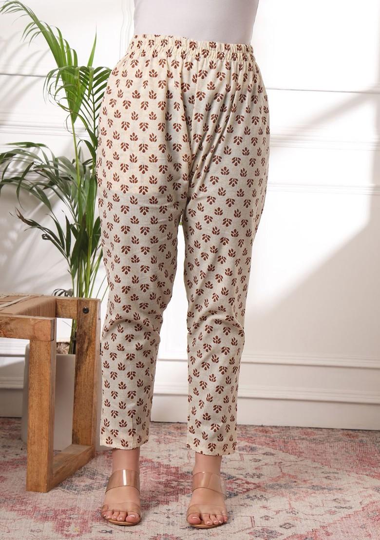 Cream Printed Cotton Kurta Set