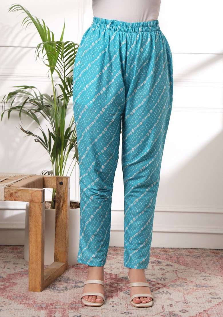 Turquoise Blue Floral Print Cotton Straight Kurta Set - Indya