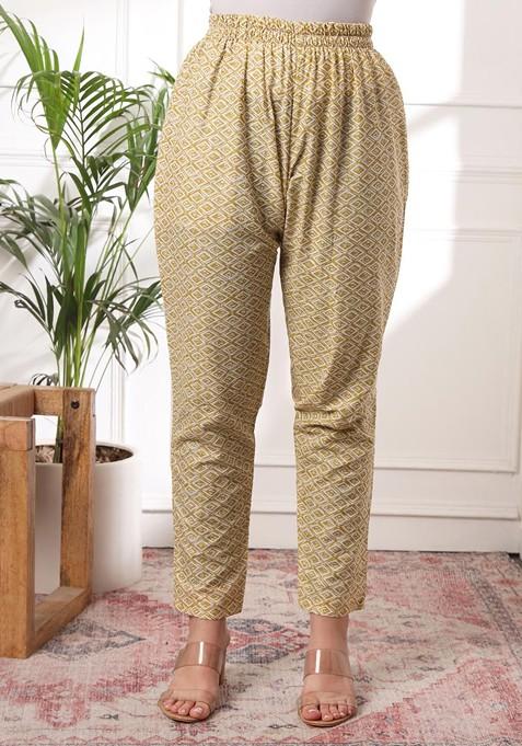 Yellow Printed Cotton Kurta