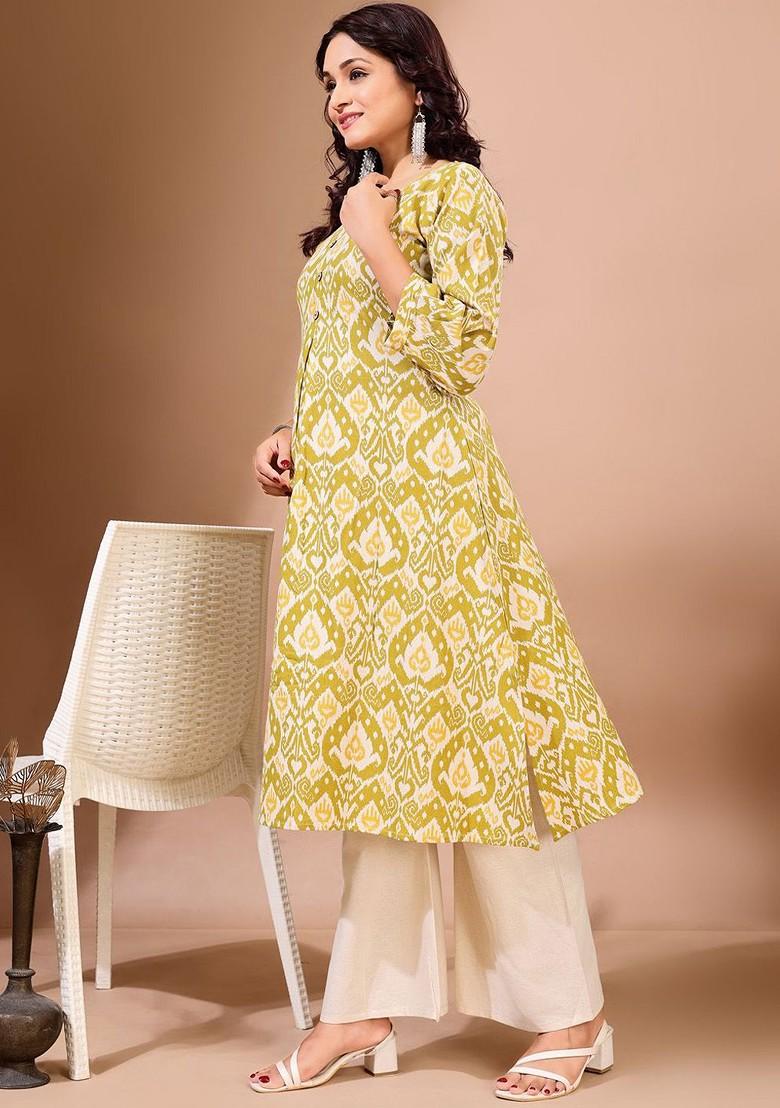 Green Floral Print Cotton Kurta Set
