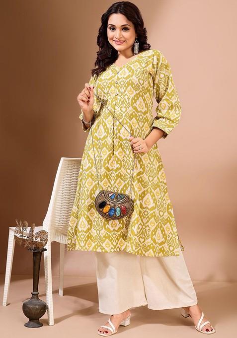 Green Floral Print Cotton Kurta Set